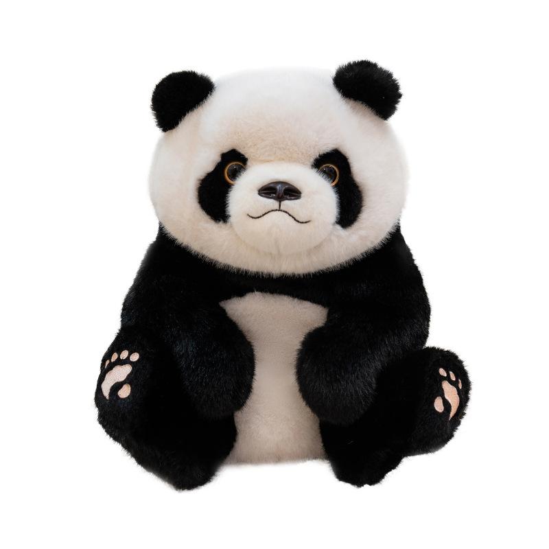Simulation Sitting Giant Panda Plush Toy Doll Zoo Souvenir Chubby Giant Panda Baby Doll Gift