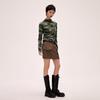 ONLY Women's 2024 Spring Semi-Sheer Camouflage Mock Neck Long Sleeve Tee