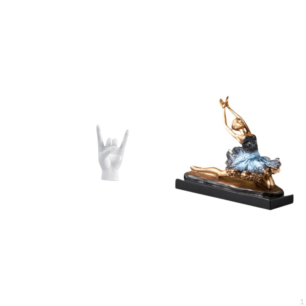 Rock Gesture Ballerina Statue Creative Hand Sign Dancer Sculpture Ornament for Apartment Bedroom
