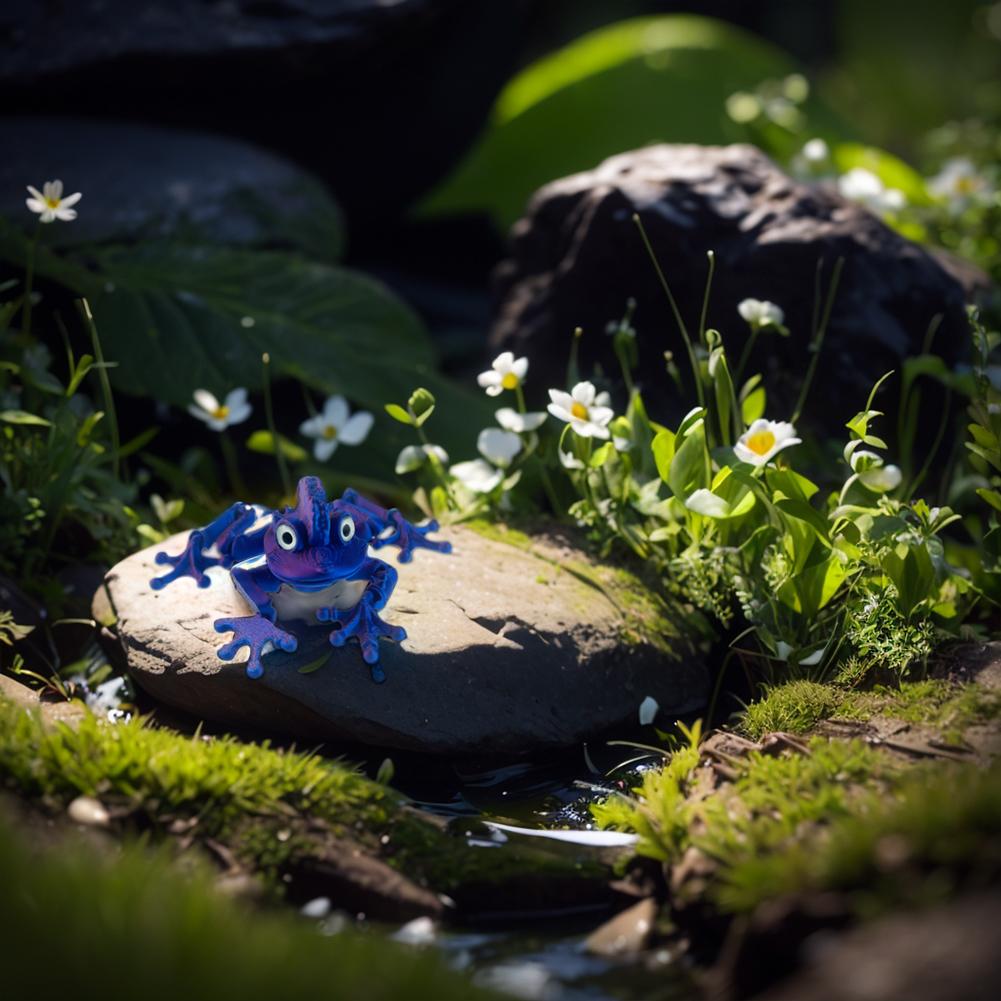 3D Printed Articulating Frog Figurine with Simulation Eyeball for Kids Adults