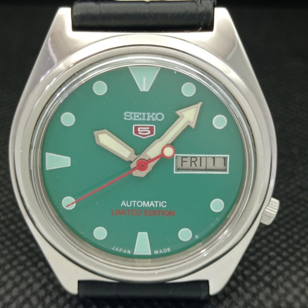 USED VINTAGE SEIKO 5 AUTOMATIC 7019A JAPAN MENS D/D GREEN WATCH 602-a313591-2 SKU602-a313591