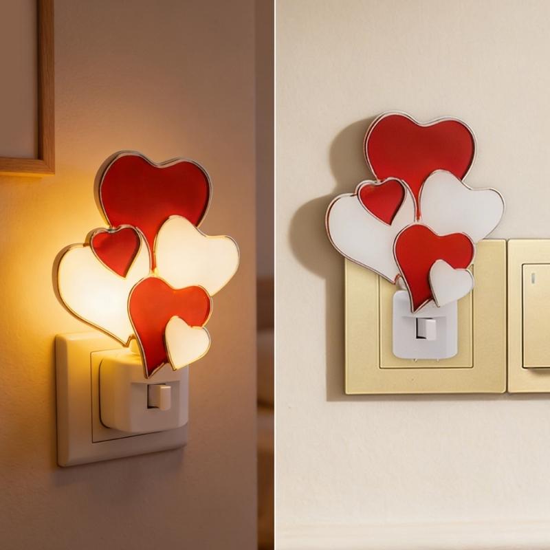 Romance Plug In Heart Night Light Portable Decorative Light Wedding Holiday Decorations for Bedrooms Hallways And Stairs