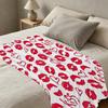 Soft Flannel Blanket Anti-Pilling, Red Lips & Hearts Design, Warm Cozy All Season for Home & Couch Napping, Valentine's Day Gift