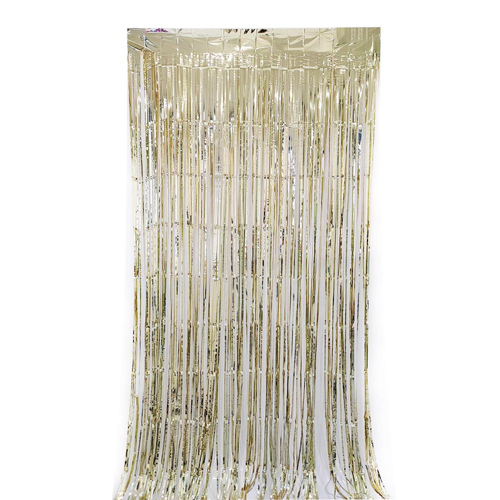 2-meter-long bright rain-like silk curtain with golden tassels - birthday party decoration items for wedding stage background setup