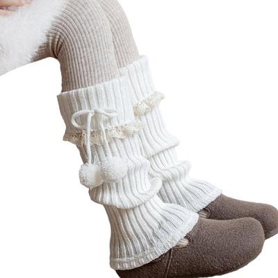 Lolitas Leg Warmer Knitted Leg Sleeve Sweet Baggy Cuffs Ankle Heap Socks Student Girls Foot Cover Lace Frilly Leg Socks