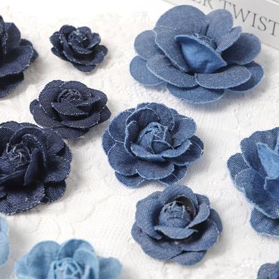 3/5PCS Blue Artificial Flowers Heads Fake Flowers Wedding Decoration Bride DIY Clothes Headwear Accessory Craft Gifts Ornament