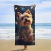 Yorkie Puppy Night Glow Beach Towel Patterned Sunscreen And Windproof Suitable For Swimming Pool Camping Travel Blanket