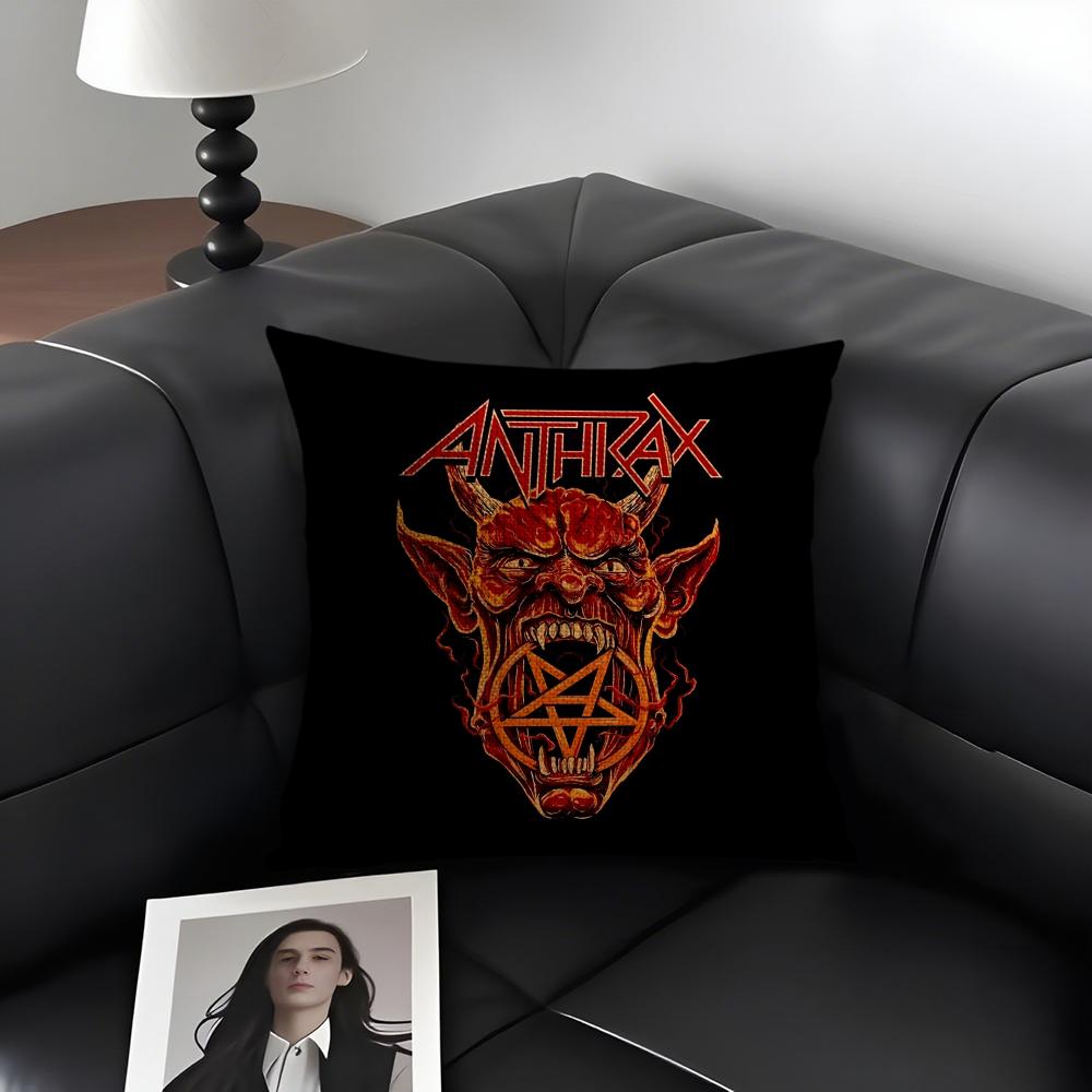 A-Anthrax Band Cushion Cover Natural Linen Organic Fabric Double-Sided Printing Sofa Home Decor Gift Pillow Case