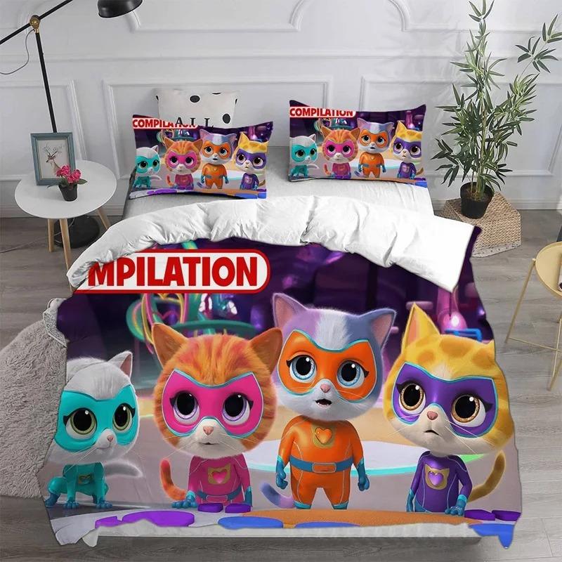 Anime Super Kitties Bedding Sets Comforter Quilt Bed Cover Duvetcover Pillow Case Sets Kids Adult Size  Home Textiles