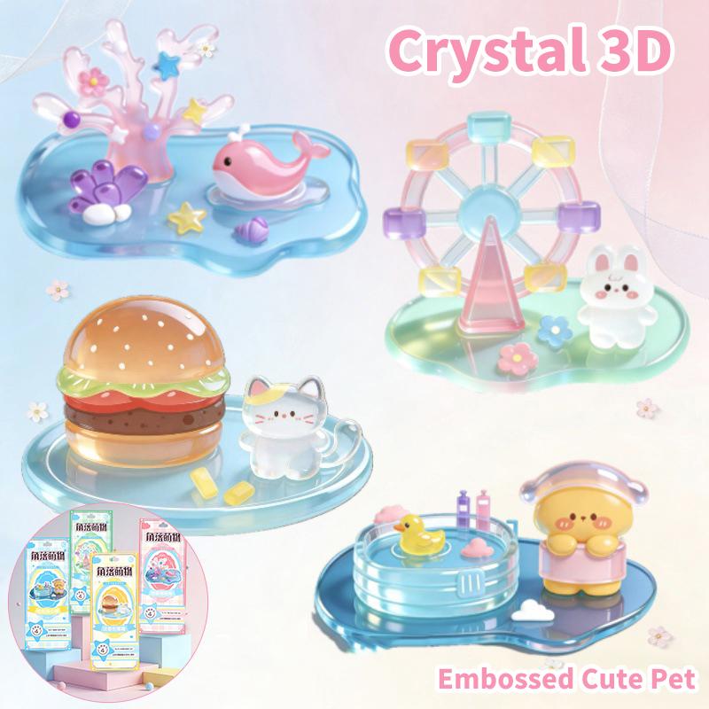 Cartoon 3D Relief Sticker Stacking Game Girl Handmade Diy Small Ornaments 3D Stress Relief Decorative Stickers Gift