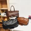 Fashion Solid Color Fitness Bag Unisex Large Capacity Sports Messenger Bag Soft PU Leather Short Distance Travel Bag Outdoor Leisure Touring Handbags