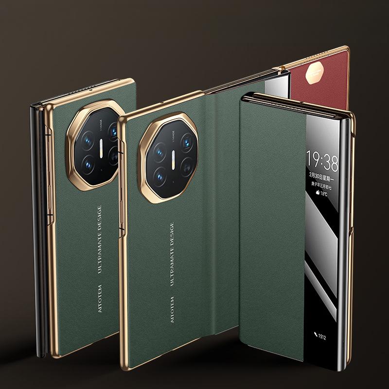 Suitable for Huawei MateXT Mobile Phone Case Triple Folding Business Men and Women Napa Smart Window Anti-fall Full Foreskin Case