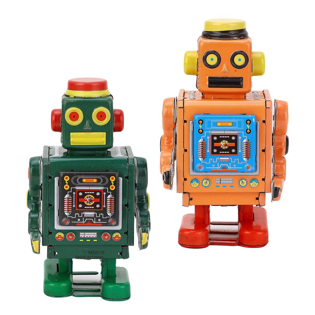 Vintage Robot with Wind Up Handle Clockwork Spring Toy for Collection Coffee Shop Home Decoration Ph