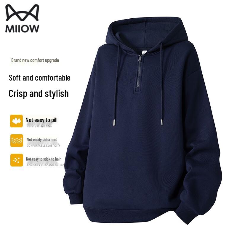 

MiiOW Men s Half-Zip Hooded Sweatshirt M