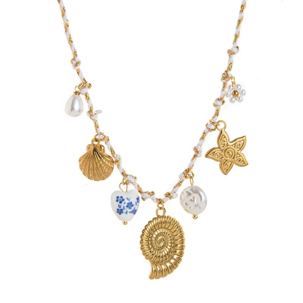 Movable Woven Rope Collarbone Chain Ocean Style Mini Metal Sun Necklace  Kids