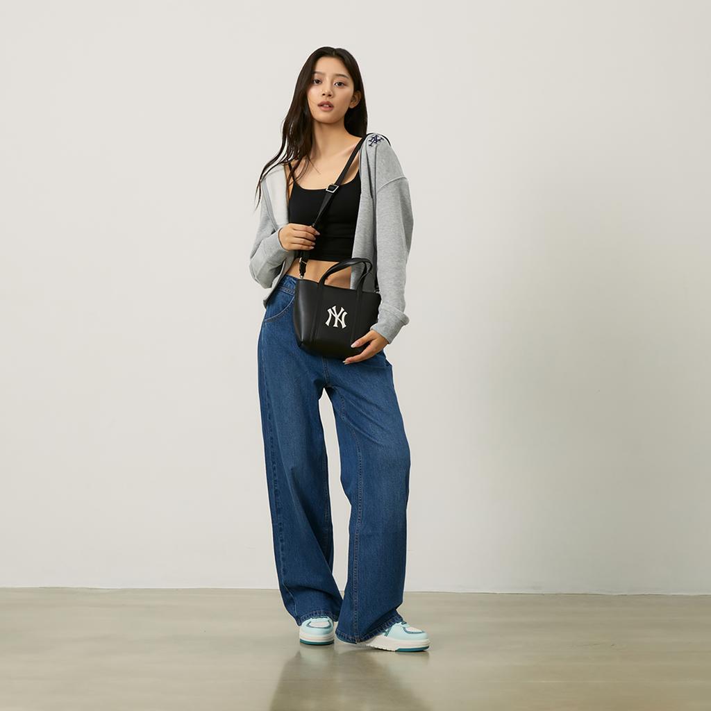 New MLB Artificial Leather Tote Basket Bag, Handbag, Shoulder Bag, Crossbody Bag Unisex Black 3AORS884N-50BKS-BLACK