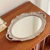 Oval Shape Decorative Wall Mirror French Vintage Desktop Size Jewelry Storage Tray Glass Material Mirror Plate