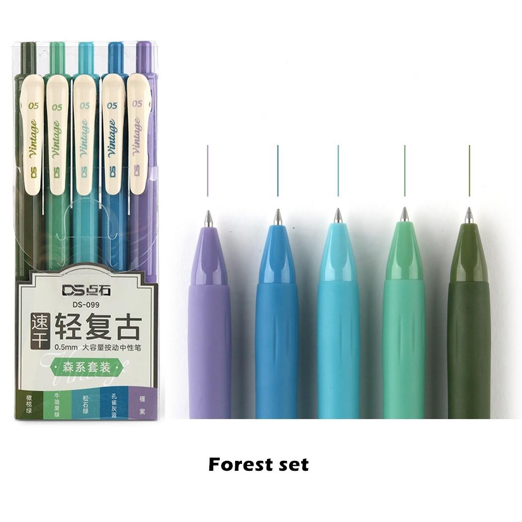 

5 шт., набор винтажных чернильных ручек, быстросохнущая пишущая разноцветная шариковая ручка 0,5 мм для дневника, маркер для рисования, лайнер для искусства, сделай сам, школа