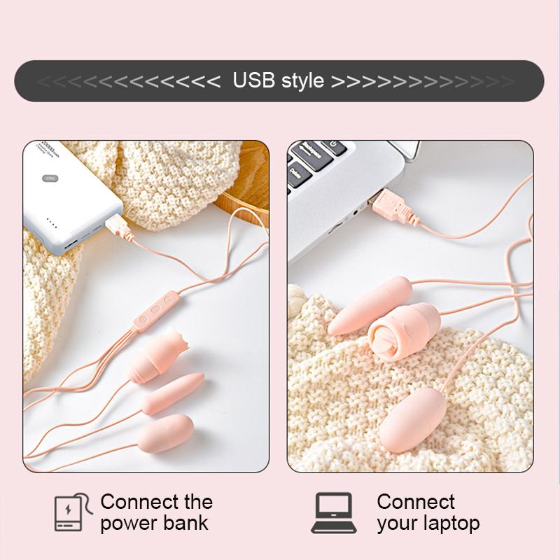 Vibrators USB Double Vibrating Egg Clitoris Stimulator Vagina Massage Vibrator Bullet Female Masturbators Sex Toys For Woman 18