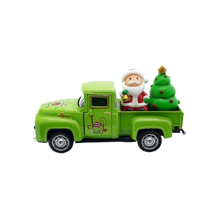 Pull Back Function Green Christmas Vehicle Alloys Crafted Desktop Model For Indoor Seasonal Styling