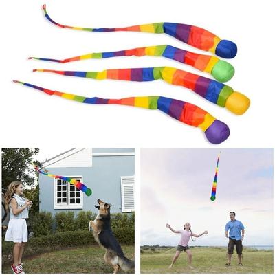 Eco-Friendly Fabric Rainbow Tail Ball Catch Throwing Soft BallKid Toy Safe Dog Ball  School
