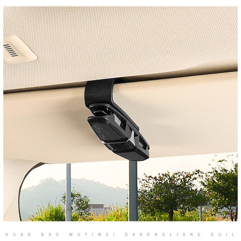 Pack of 2  Car Glasses Holders with Card Clip, Sunglasses Holder, 180° Rotating Glasses Clip with Cards, Double Ended Clip for All Vehicle Models