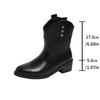 Large Size Martin Boots Women's Autumn and Winter New Pointed Thick Heel V-mouth Foot Cuff Metal Buckle Women's Short Boots