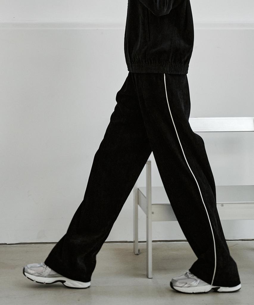 MALOUPE 2170 Velvet Elastic Waist Pants (Black)