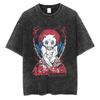 Anime Demon Slayer Rengoku Kyoujurou Print T Shirt Men Women Washed Cotton Tshirts Manga Tee Harajuku Male Casual Loose T-shirt