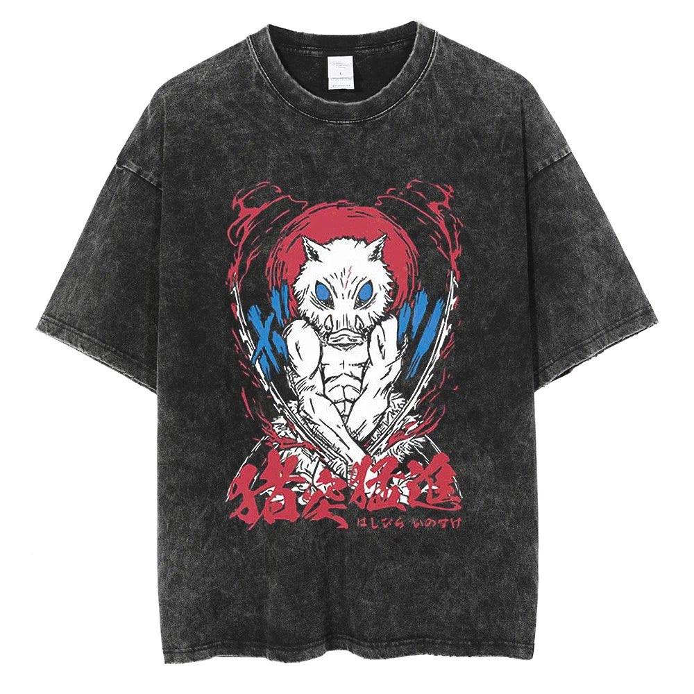 Anime Demon Slayer Rengoku Kyoujurou Print T Shirt Men Women Washed Cotton Tshirts Manga Tee Harajuku Male Casual Loose T-shirt