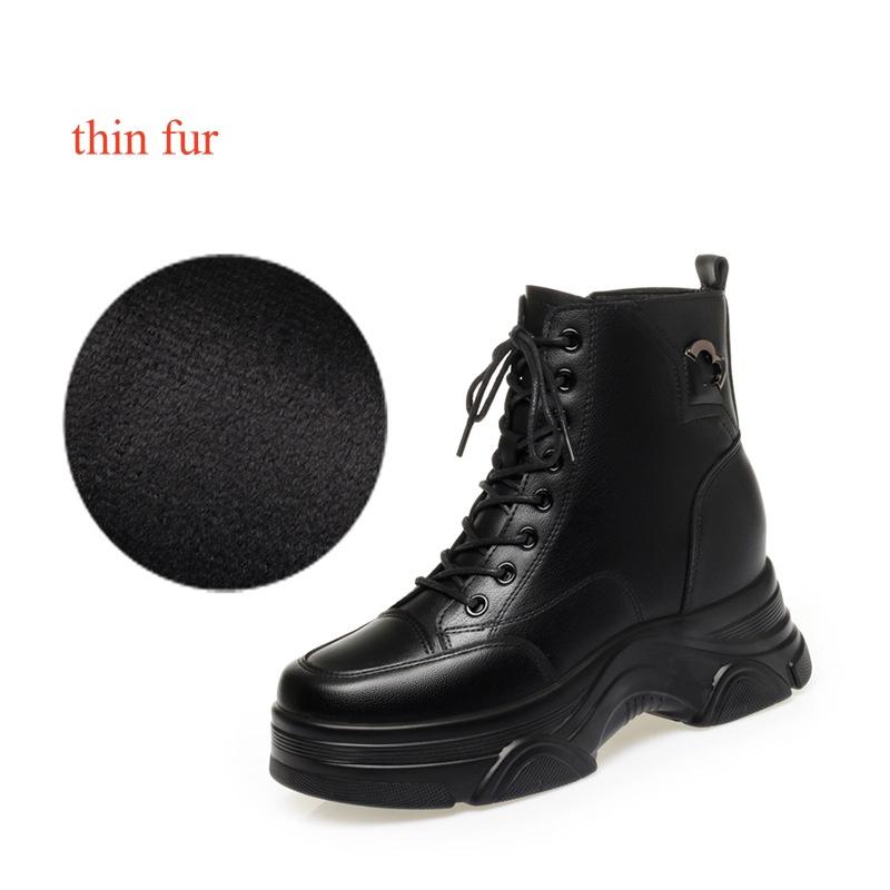 

6 см Модные Удобные Толстая Подошва Массивная Платформа Зима 2025 Мягкая Кожа Ботинки Женские Меховые Ботильоны Мотоциклетные Ботинки 36