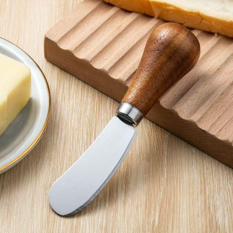 Vertical wooden handle Stainless steel knife and fork Cheese knife Butter knife Western knife Bread cream knife and fork Cheese sauce