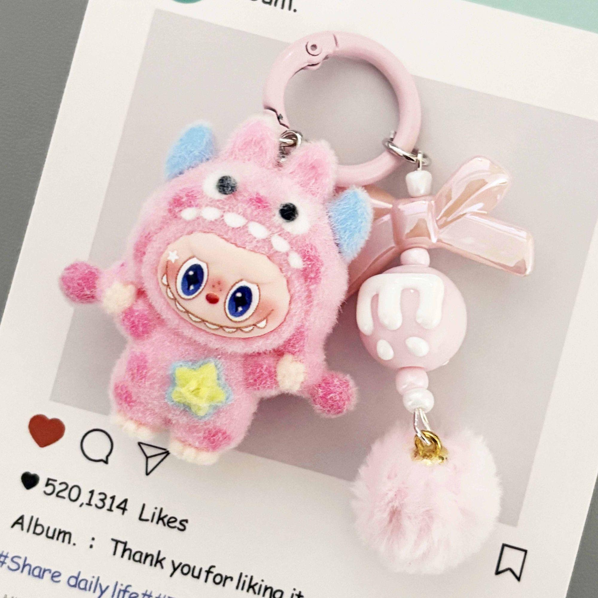 

Плюшевый кулон-подвеска в виде монстра в горошек, студенческая кукла, брелок-подвеска, подарок для девушки Monster Boob - Pink