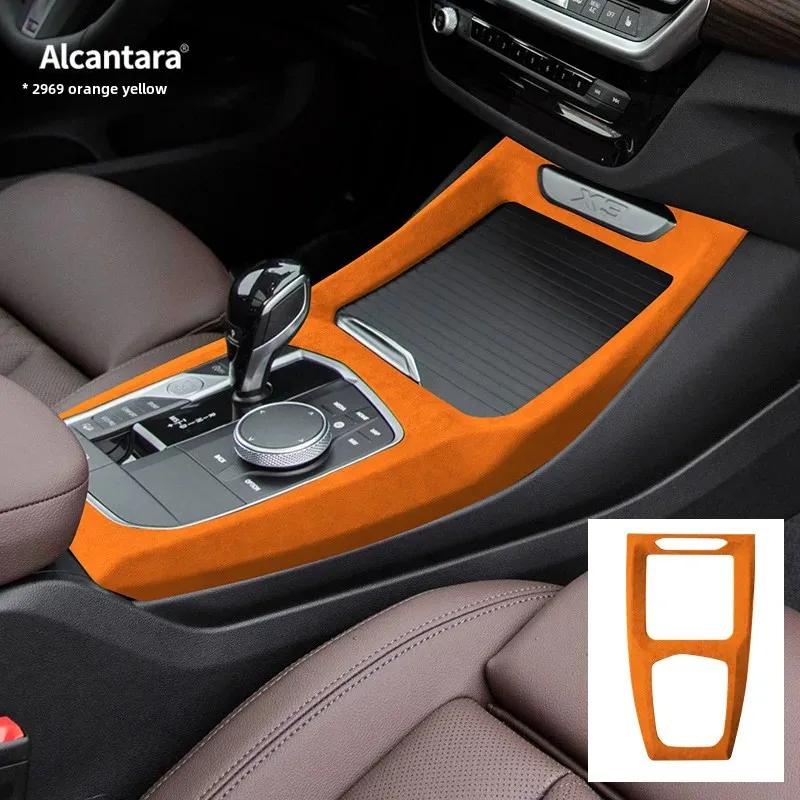 For BMW iX3 X3 G01 G45 X4 G02 2024 2025 Car Center Gear Shifter Panel Cover Alcantara Suede Wrap Interior Accessories