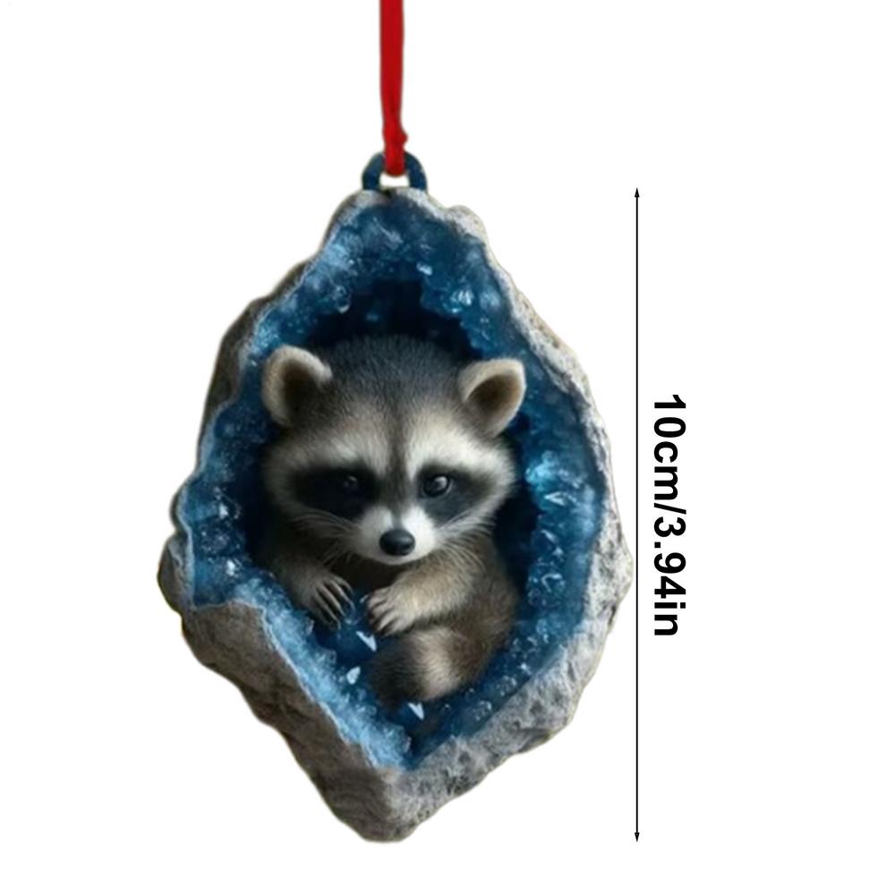 Christmas Raccoon Acrylic Pendant Owl Squirrel Bunny Bird Acrylic 2D Flat Pendant Animal Christmas Ornament Home Decor
