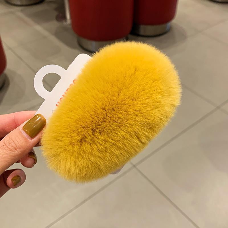 Autumn and Winter Clip Furry Hairpin Korean Super Fairy Plush Hair Accessories Rex Rabbit Fur Super Cute Fur BB Side Clip