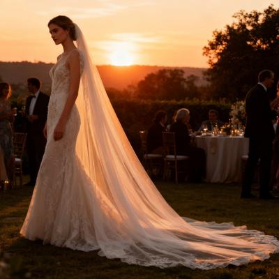 Bridal Veil with Hair Comb Double Layer Long Style Scalp-friendly Wedding Veil