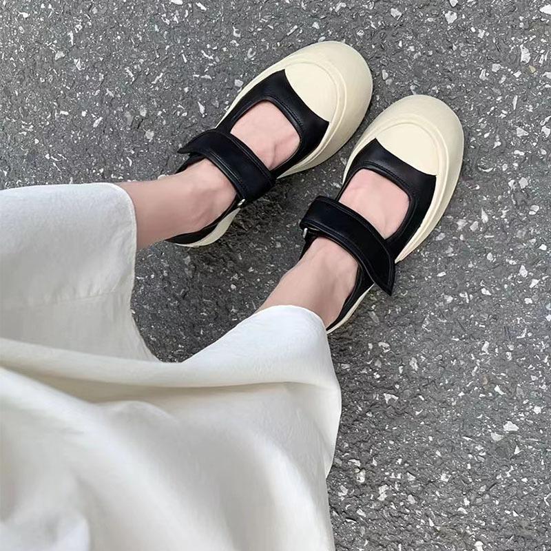 Franska Mary Jane Zhao Ruth, samma små vita skor för dam 2025 nya fula och söta retro plattform stor tå sommar enkla skor