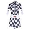 Womens Long Sleeve Plaid Cheerleading Outfit Sexy Performance Jumpsuit Stage Events