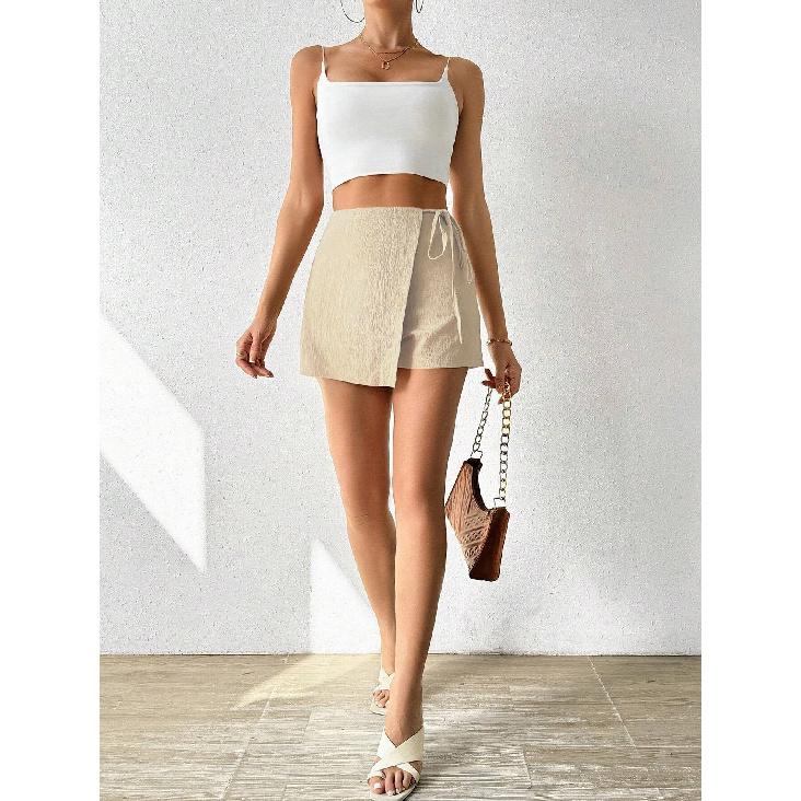 New Woven Fabric Design With A Sense Of Front Panel And Patchwork Design, Side Waist Straps, Hip Hugging Skirt Pants