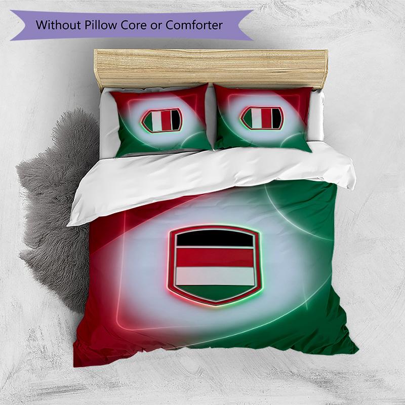 Set Biancheria da Letto Stampata Calcio Ungheria 3 Pezzi Copriletto Traspirante Accogliente come Regalo per Inaugurazione Casa o Festa