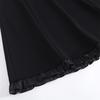 2026 Spring Elegant High Waist A-Line Midi Skirt with Wood Ear Lace Patchwork