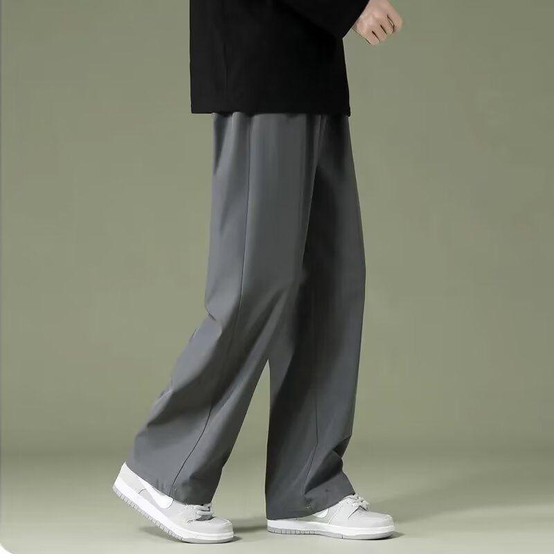 Summer Thin Ice Silk Men's Casual Pants Straight Trend Versatile Loose Sports Casual Pants Men's Clothing