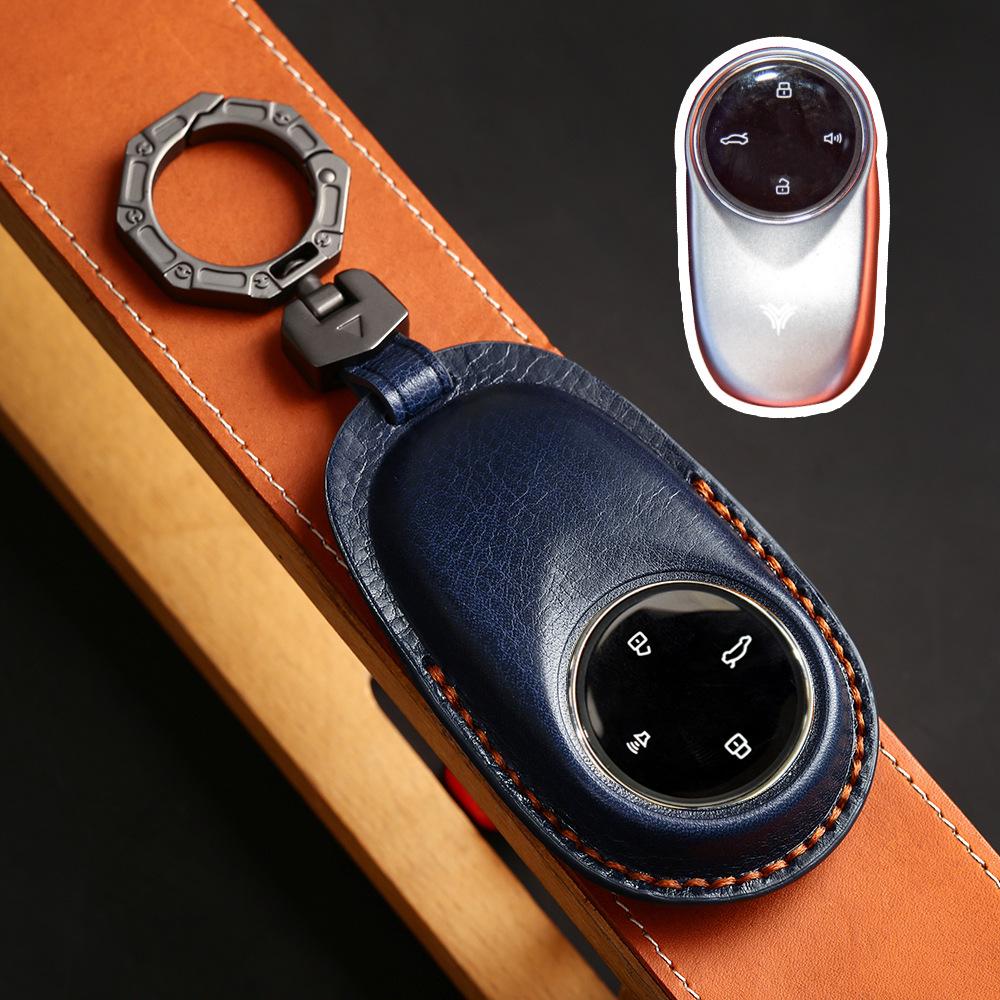 

Handmade Leather Key Cover for Hezhong Nezha S - Soft Protective Shell синий