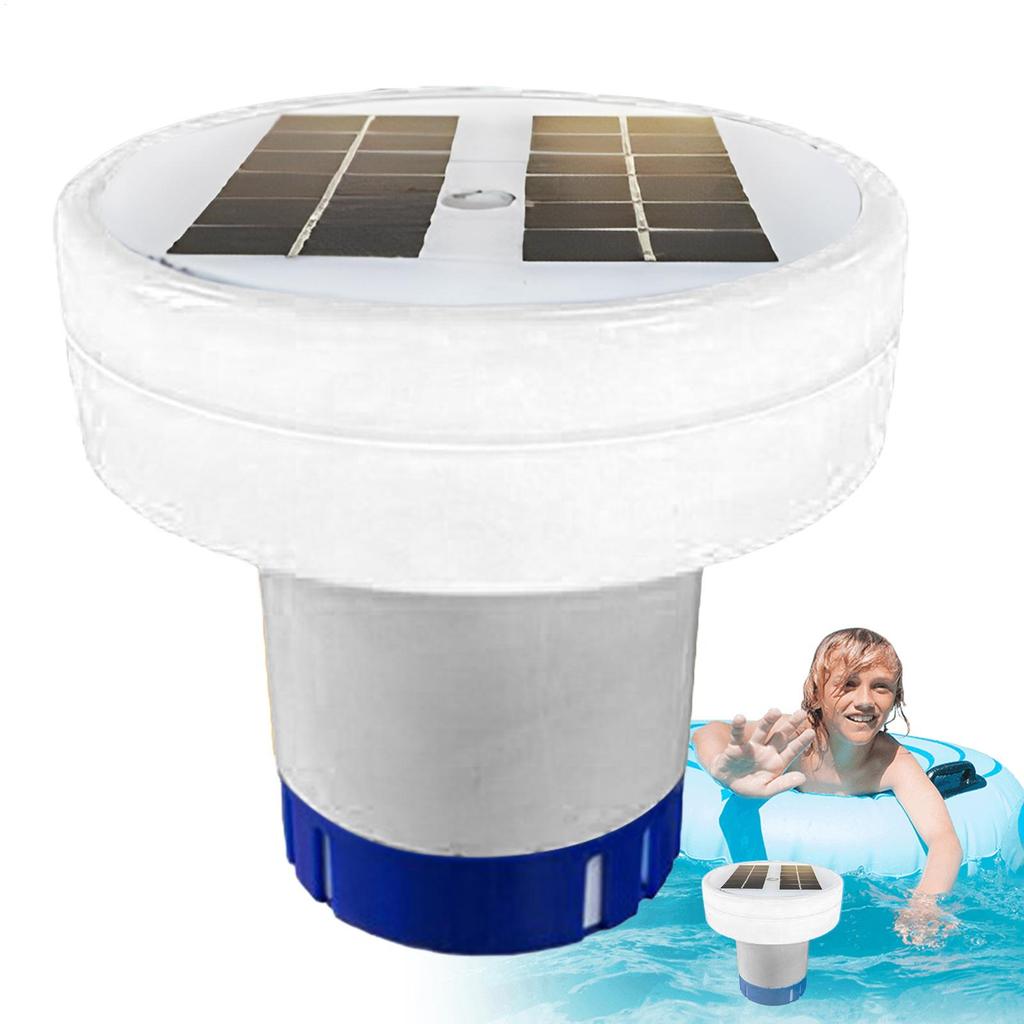 RGB schwimmender Chlorspender für Pool, schwebender Wasserreiniger, Reiniger, solarbetrieben, beleuchteter Chlorhalter, Tabletten, Schwimmer