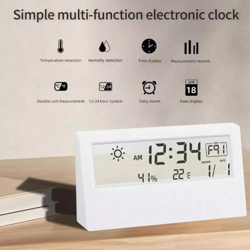 Large Display Indoor Desktop Thermometers Hygrometer with Time Display Temperature Meter Weather Stations