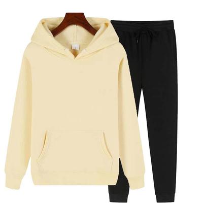 Damen-Hoodie mit langen Ärmeln, einfarbig, Großhandel, Fleece-Hoodie, Logo-Druck, zweiteilige Sportbekleidung mit Kapuze für Damen