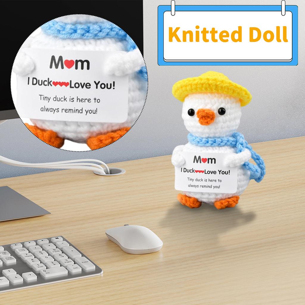 Hand Crochet Positive Energy Yellow Hair Yarn Knitting Wearing A Hat, Spring