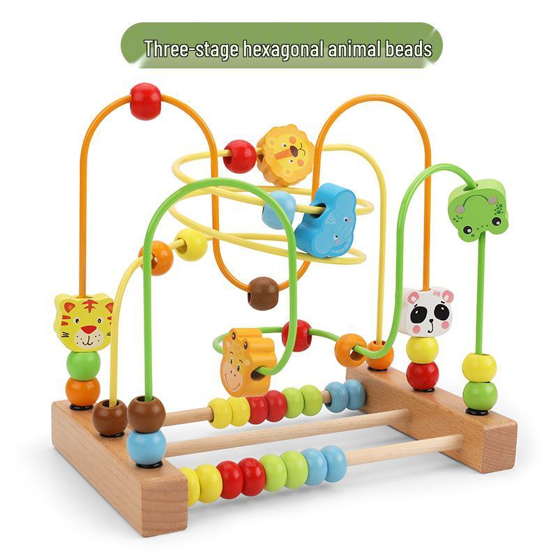 Multifunctional Bead Maze and Block Toy for Infants and Toddlers Ages 0-3 Years