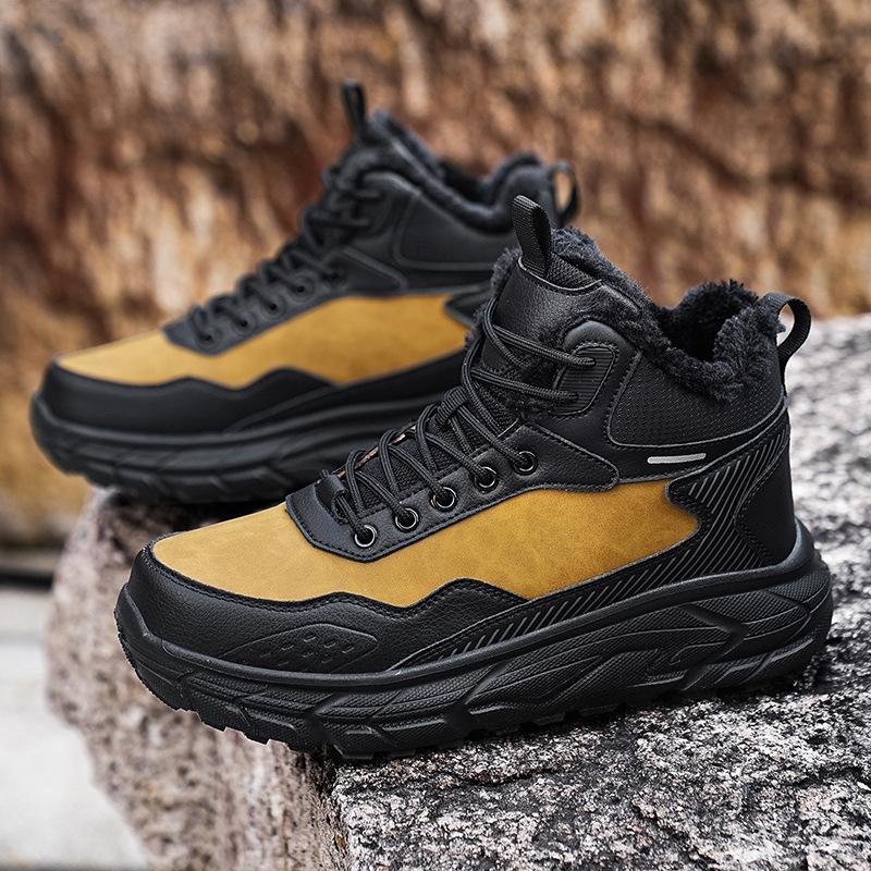 Winter Cotton Shoes Men's Shoes New Thick-soled Non-slip and Wear-resistant Outdoor Hiking Shoes Piled Thickened Warm Work Snow Boots